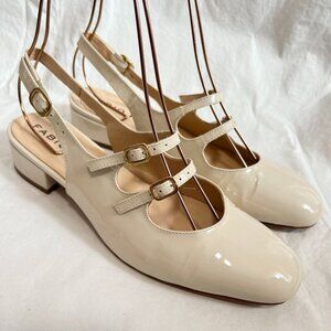 Fabio Rusconi mary janes Nada cream beige patent leather low block heel 37.5 7.5